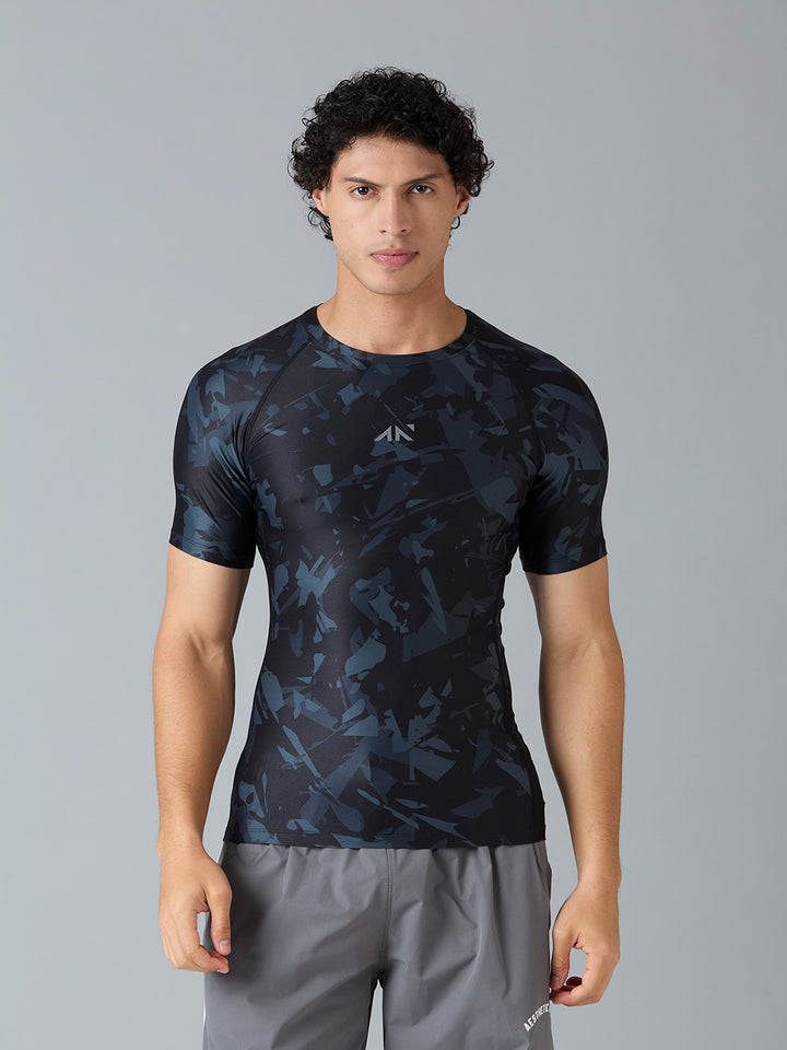navy compression half sleeve tshirt gym men
