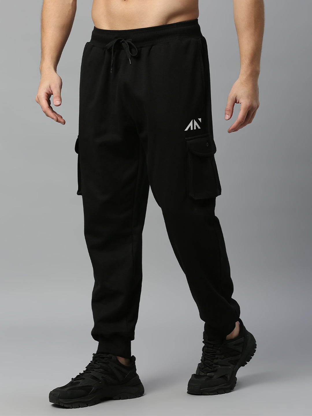 Black Baggy Cargo Joggers for Men Heavyweight Oversized Track