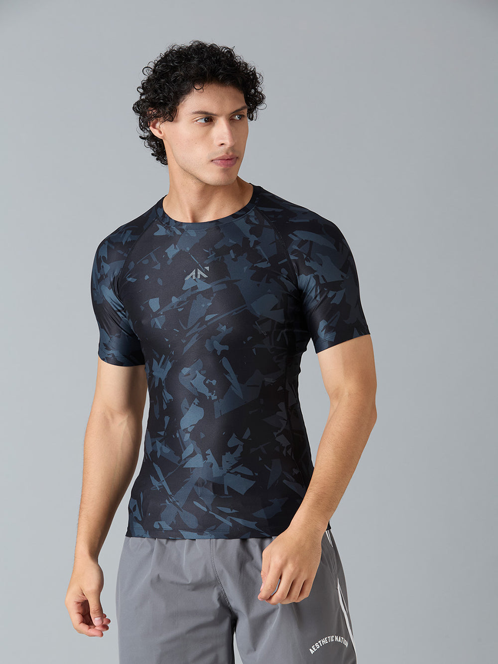 navy gym tshirt for men compression fit
