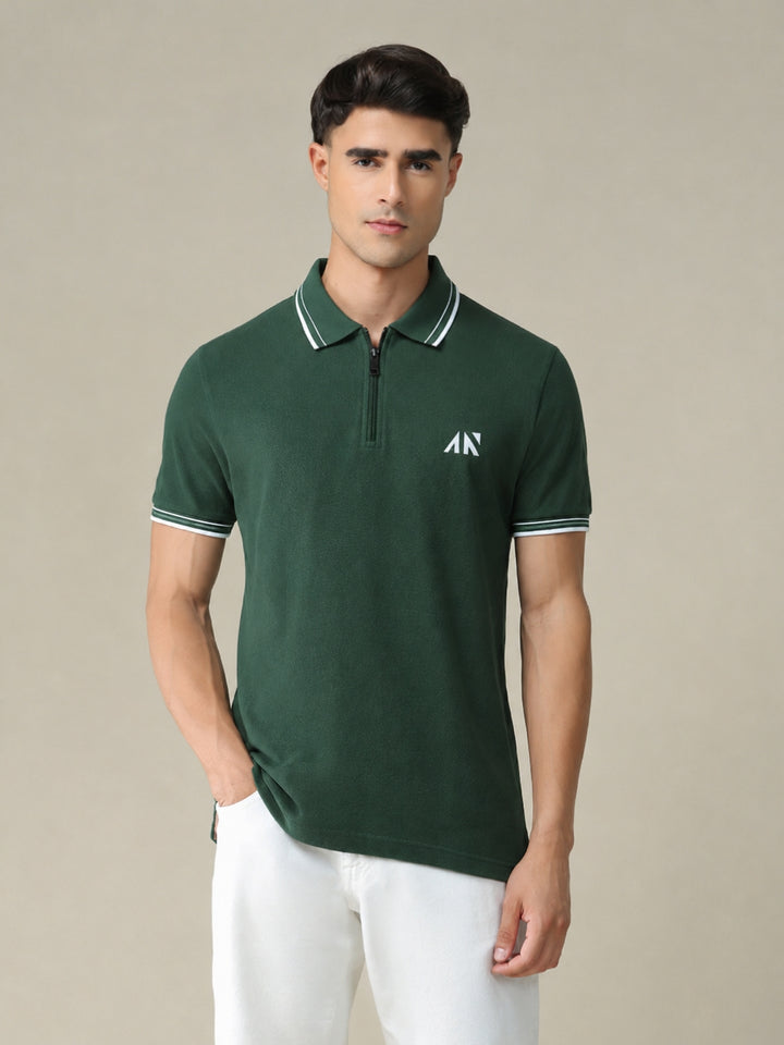 Performance Zipup Polo Tshirt Rainforest