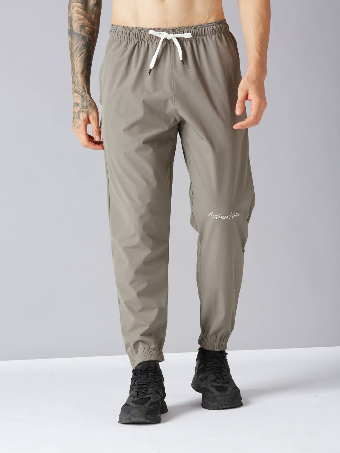 Ajio Mens Straight Track Pants Athletic Pants Mens Nylon Joggers