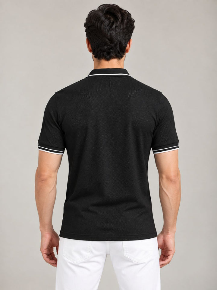Quickdry Zipup Polo Tshirt Black