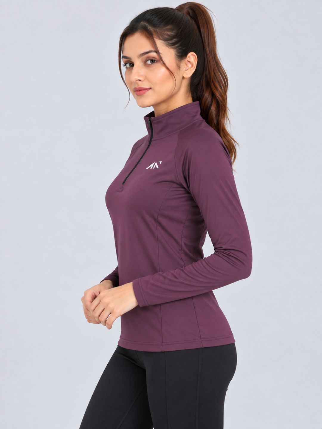 Pulse Zipup Top Plum