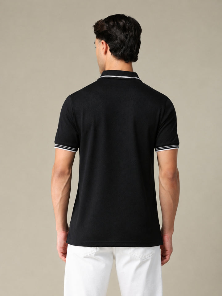 Performance Zipup Polo Tshirt Black