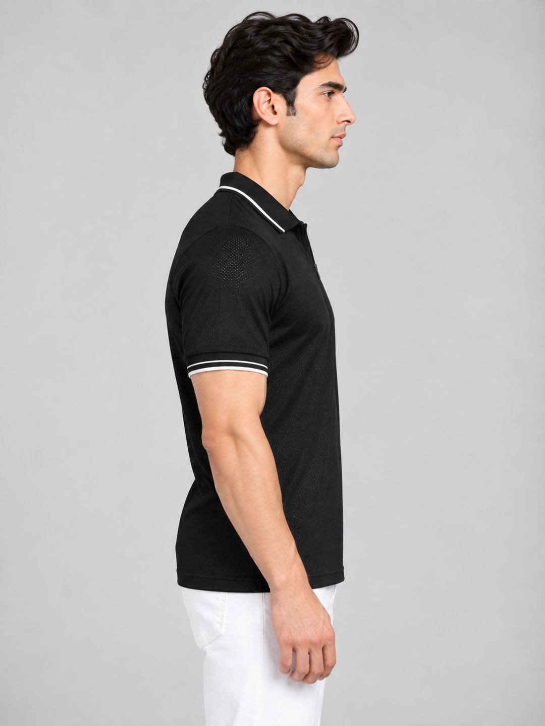 Quickdry Zipup Polo Tshirt Black
