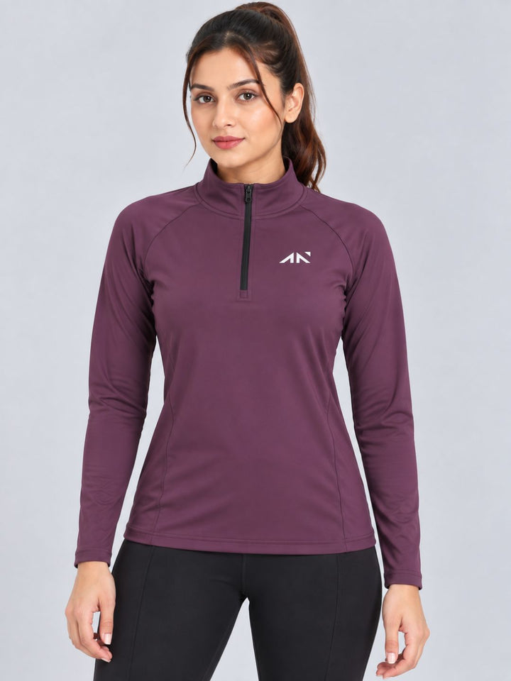 Pulse Zipup Top Plum
