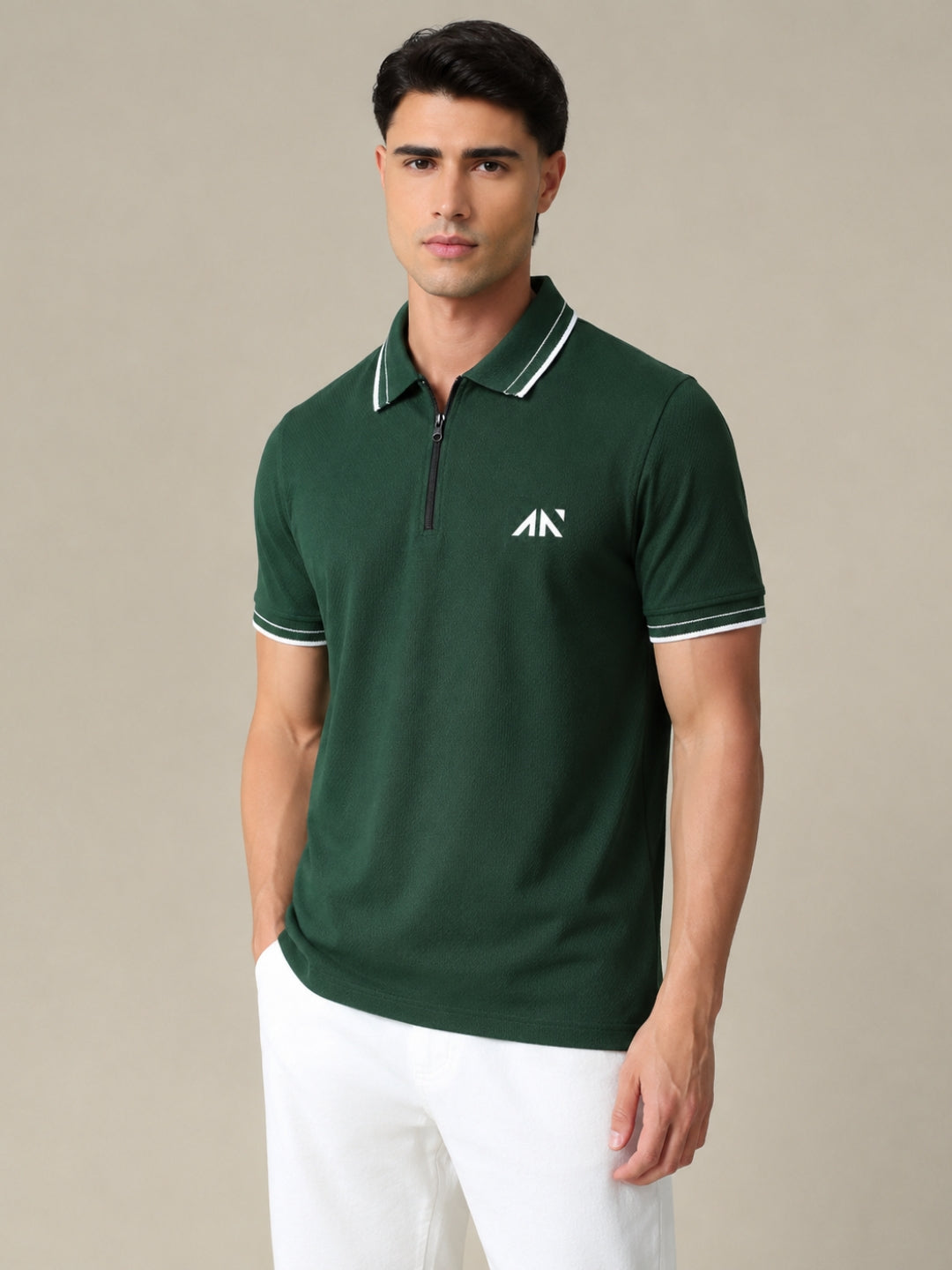 Performance Zipup Polo Tshirt Rainforest