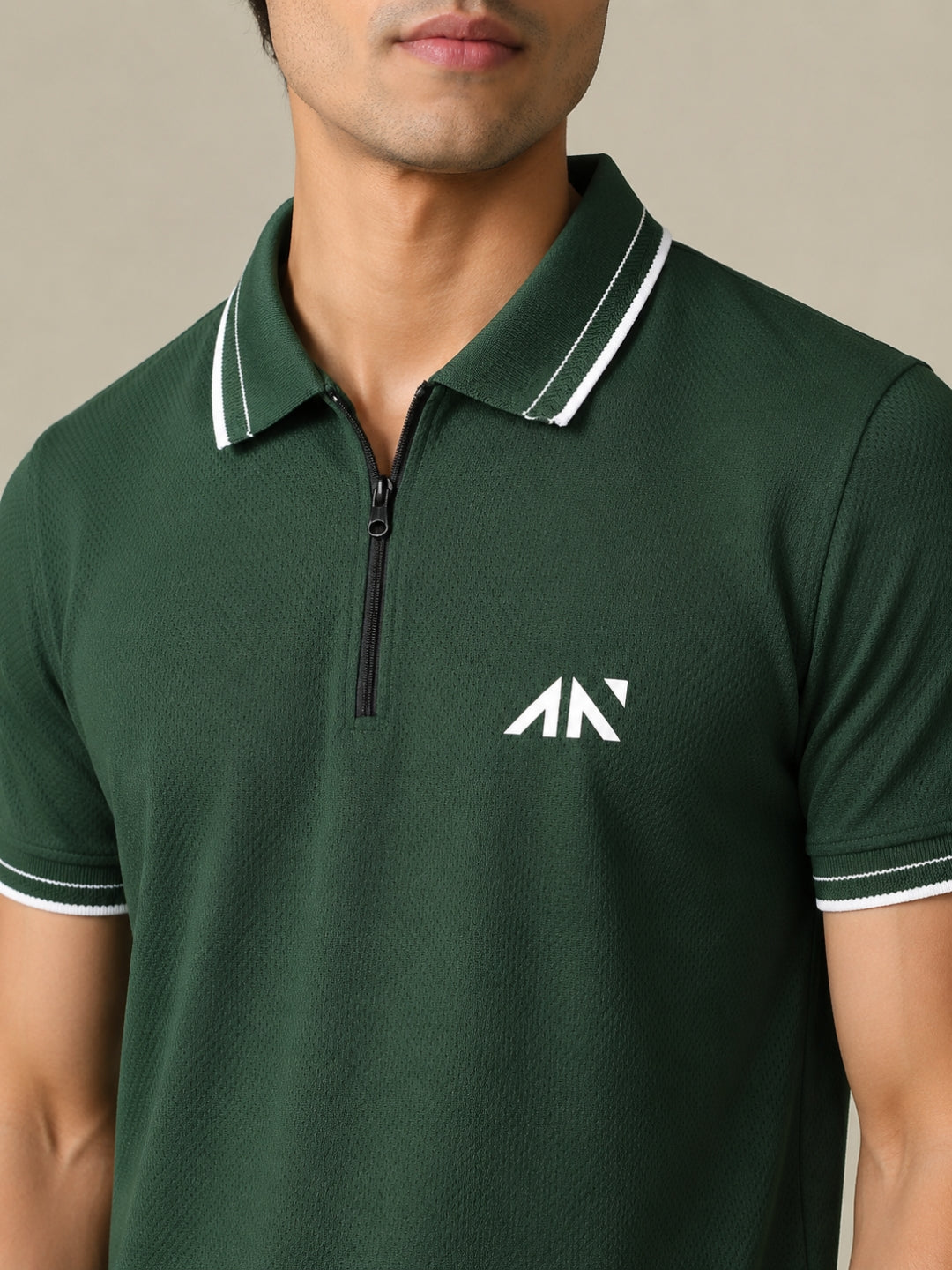 Performance Zipup Polo Tshirt Rainforest