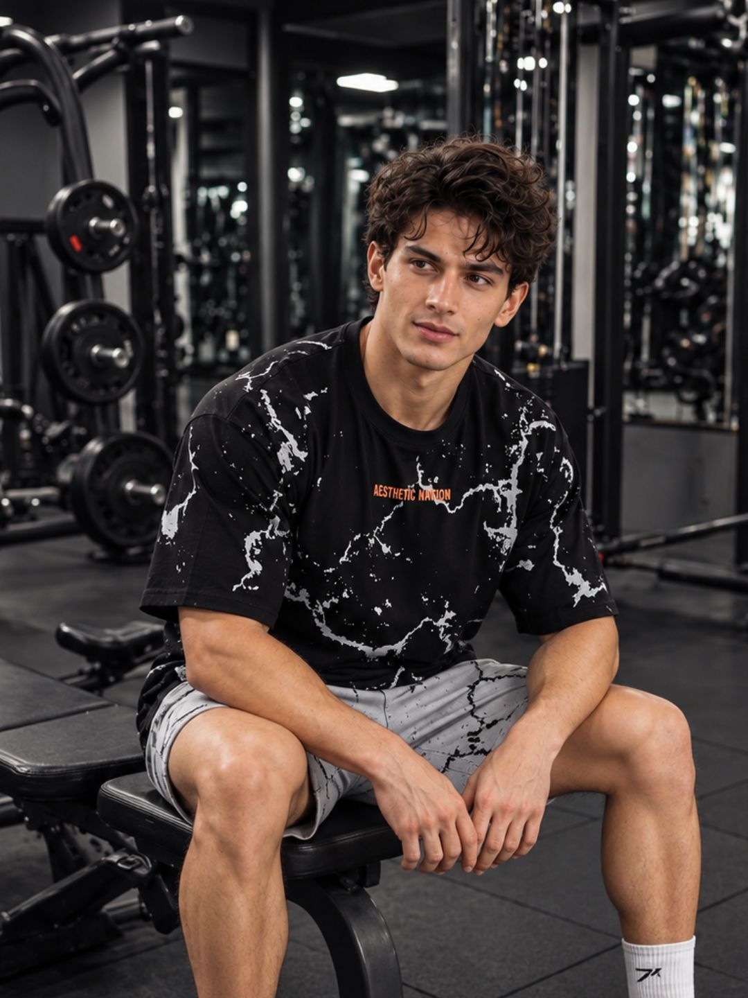 Oversized Marble Tshirt Black