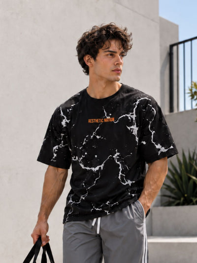 Oversized Marble Tshirt Black