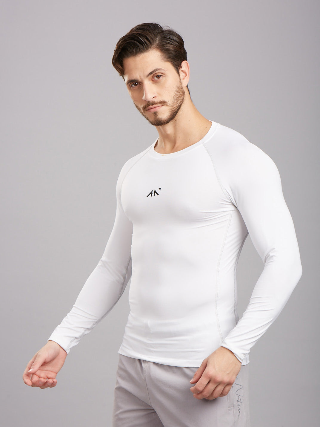Men's White Compression Full Sleeve T-Shirt – Gym & Training Fit