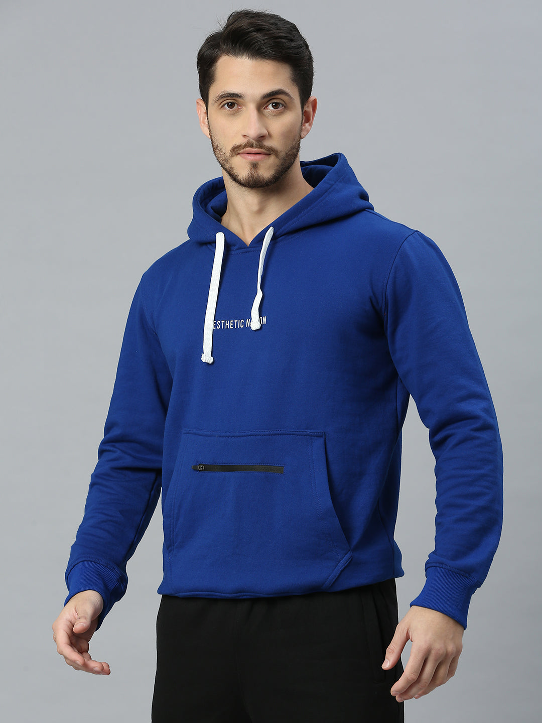 Men's blue pullover hoodie on sale