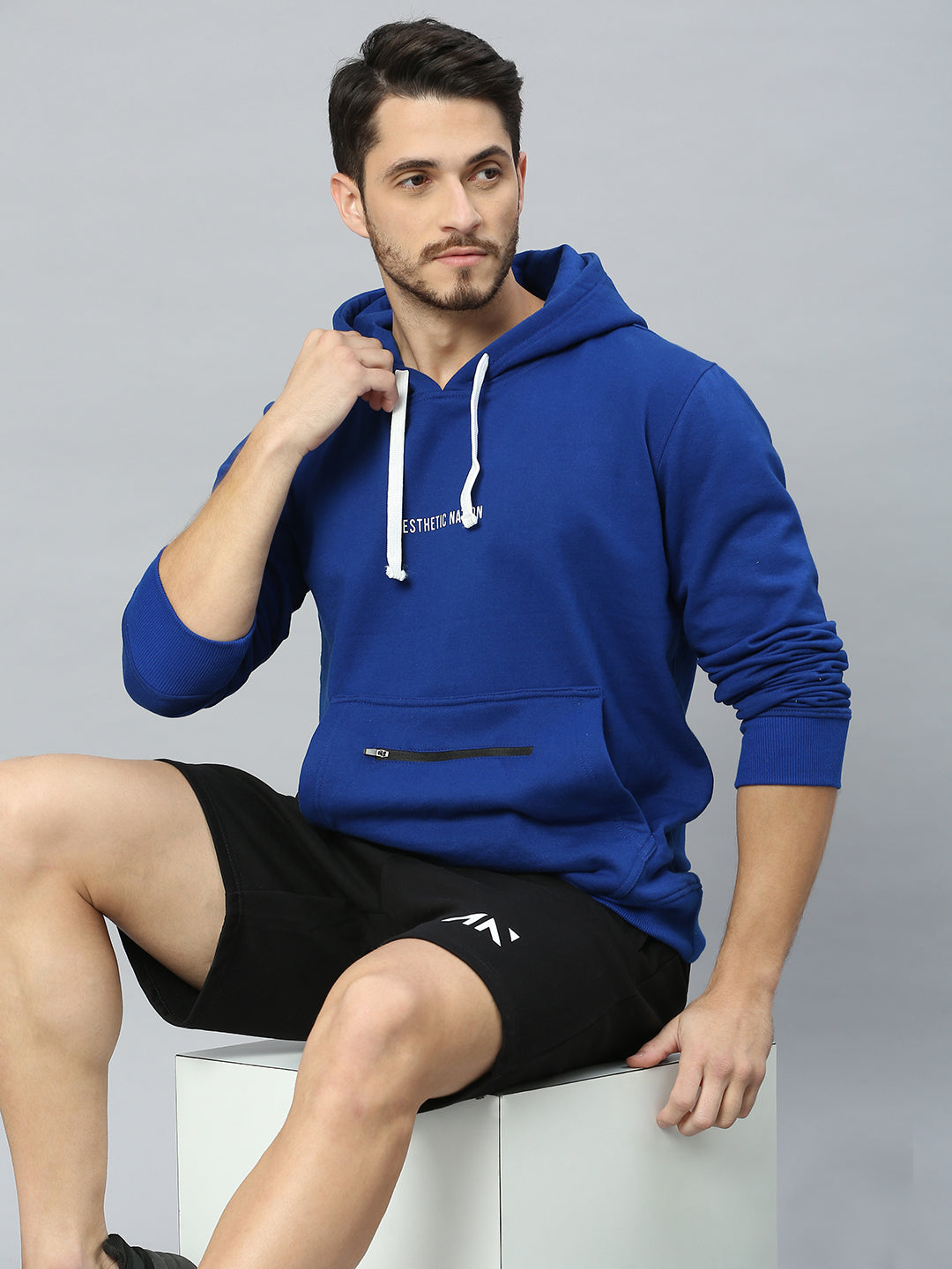 Men's blue pullover hoodie online