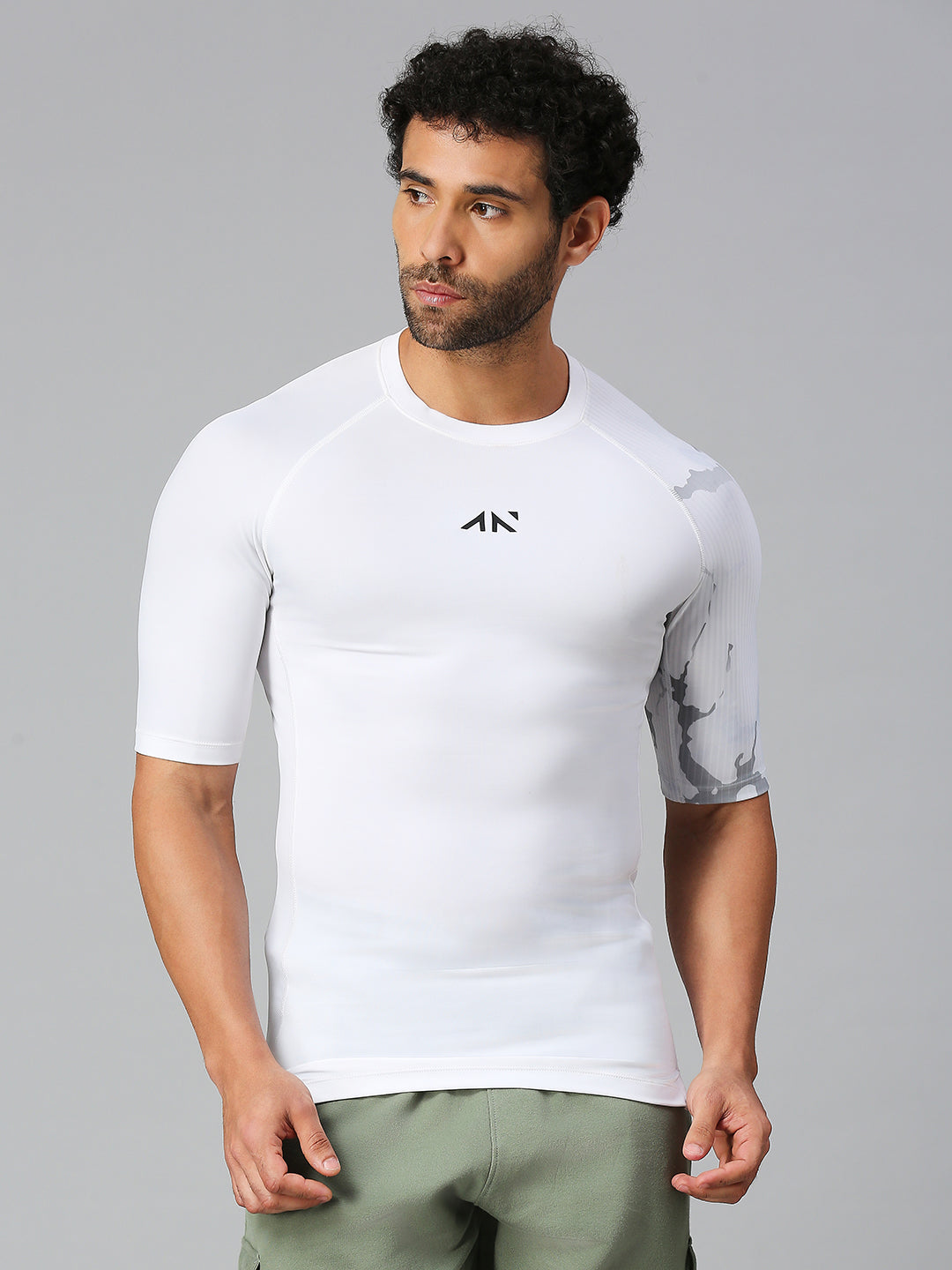 White Compression Half Sleeve T-Shirt for Men – Performance Fit