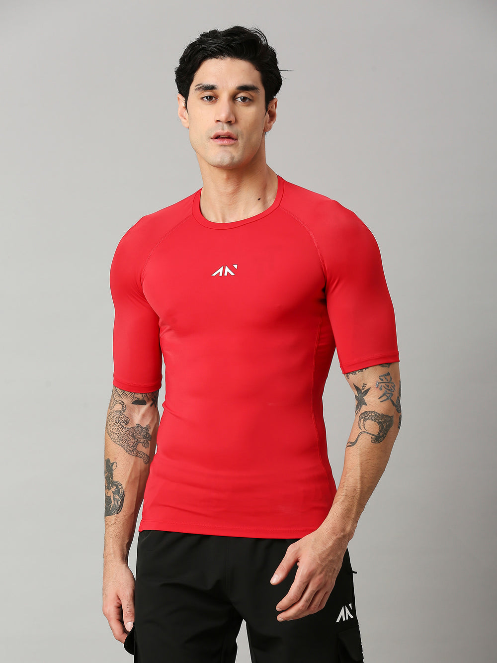 men's red compression t-shirt workout india