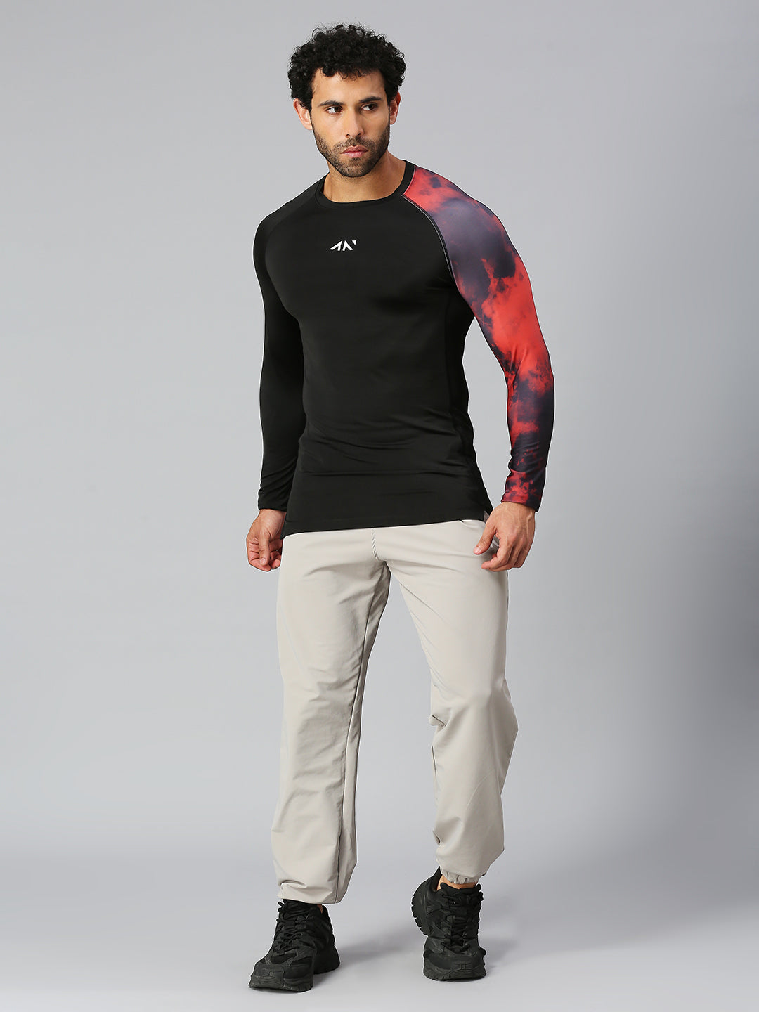Buy Full Sleeve Compression Black Red T-Shirt for Men Online India