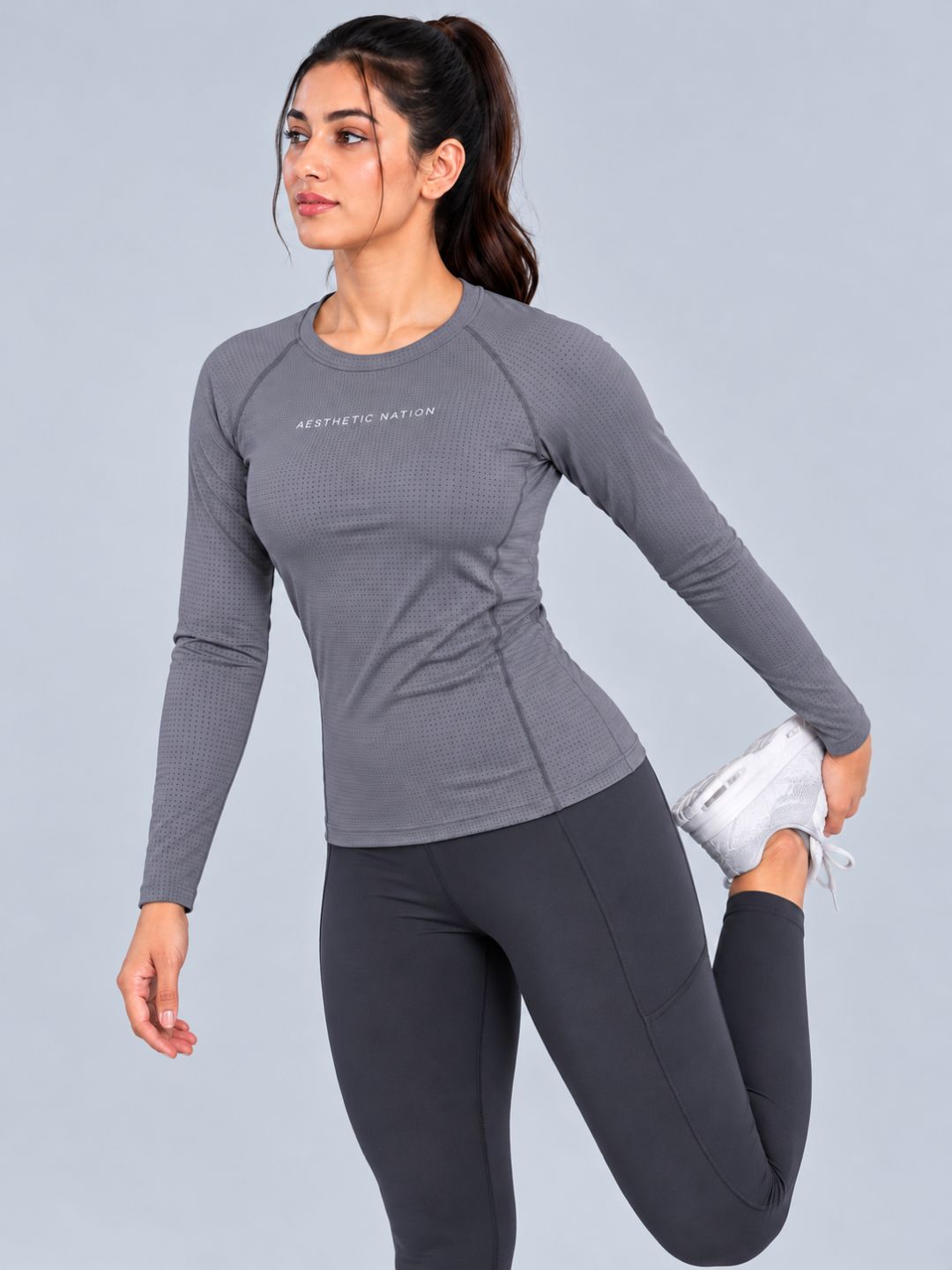 Form Training Fullsleeves Top Teal Grey