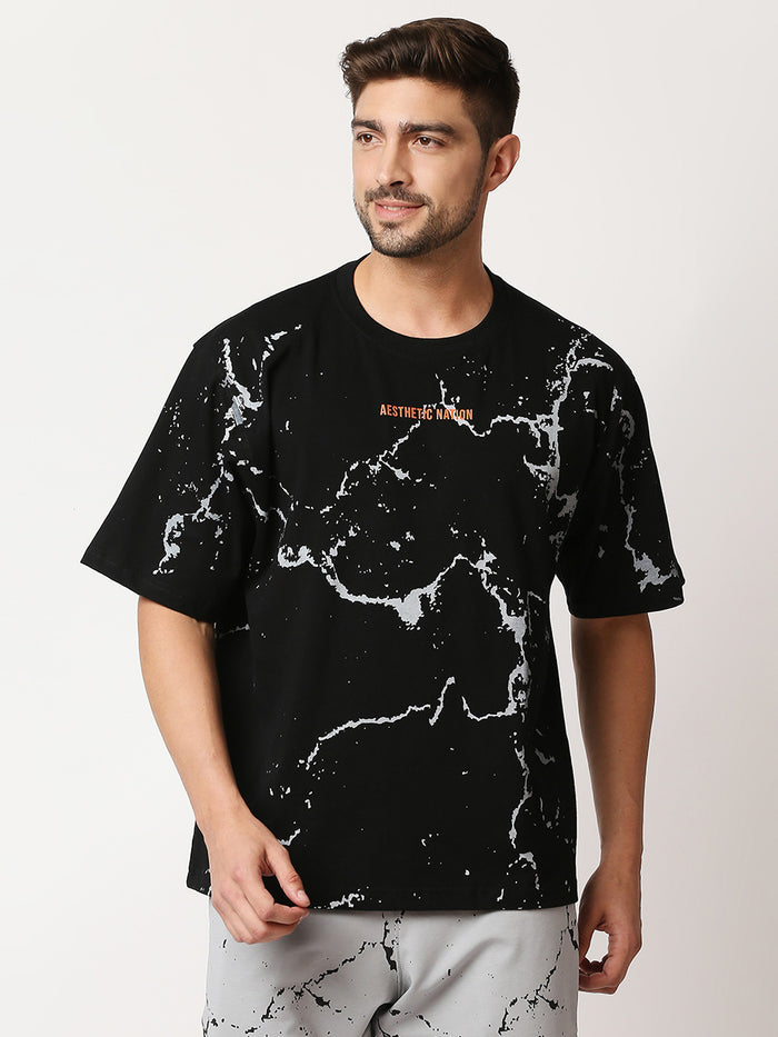 Oversized Marble Tshirt Black