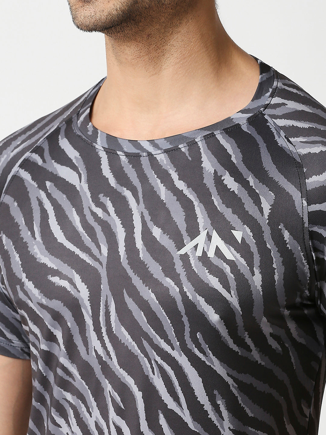 Animal Black printed gym polyester t shirts for men